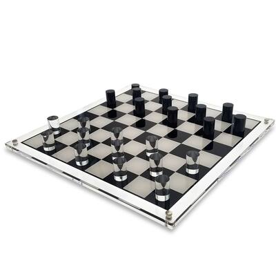 OnDisplay 3D Luxe Acrylic Checkers Set, Clear