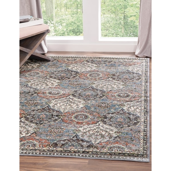 Chalfant Ivory/Blue/Rust Area Rug by Greyson Living