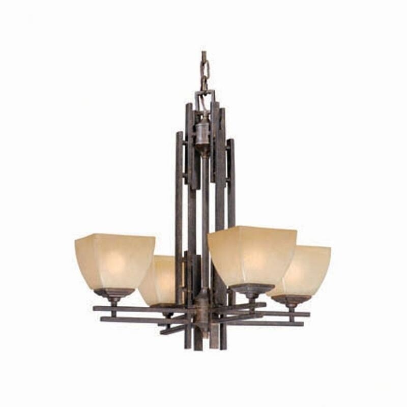 4 Light Bronze Mission Chandelier Tea Stone Gl 23 In W X Mission Chandelier Tea Stone Gl