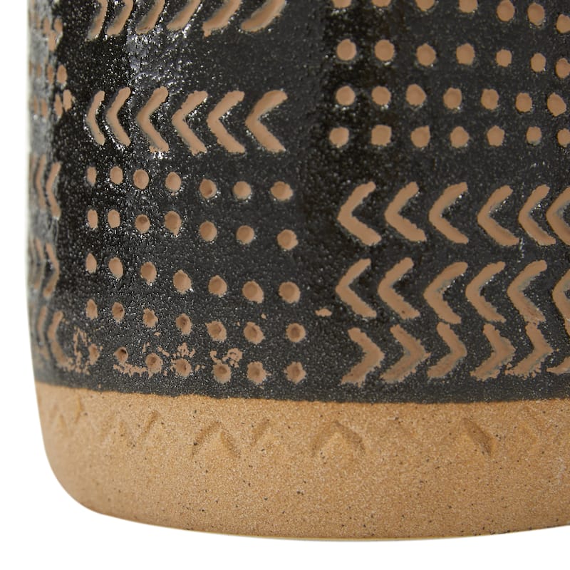 Black Porcelain Ceramic Tribal Decorative Vase