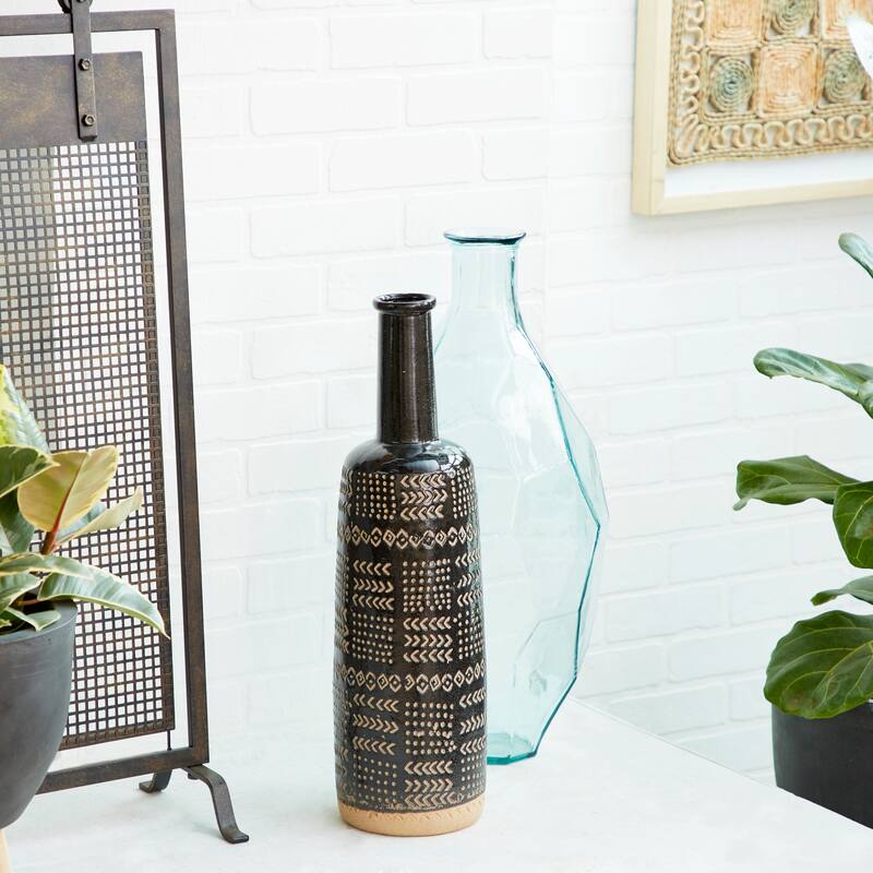 Black Porcelain Ceramic Tribal Decorative Vase