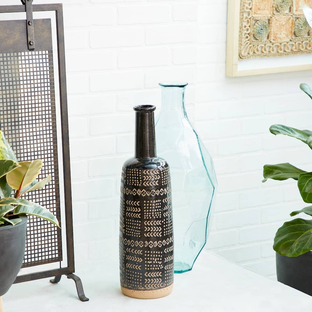 Black Porcelain Ceramic Tribal Decorative Vase