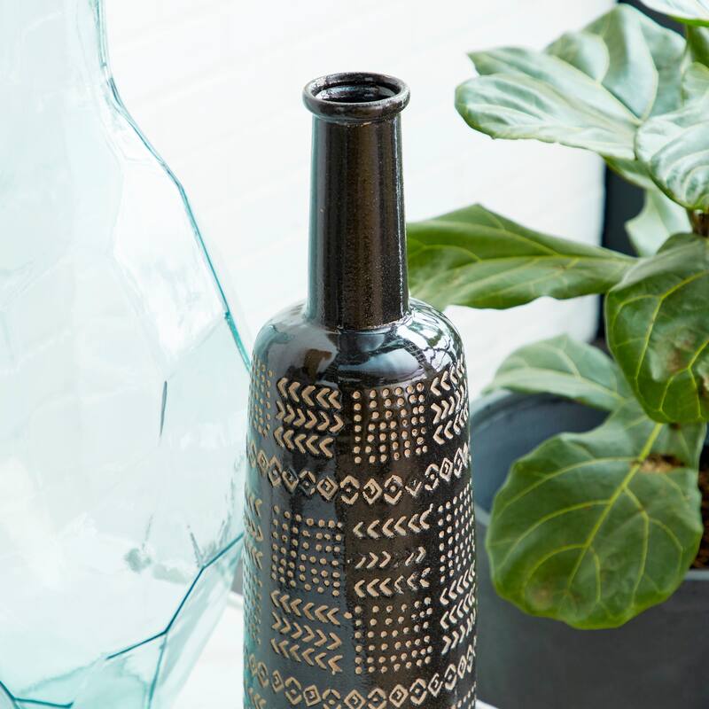 Black Porcelain Ceramic Tribal Decorative Vase