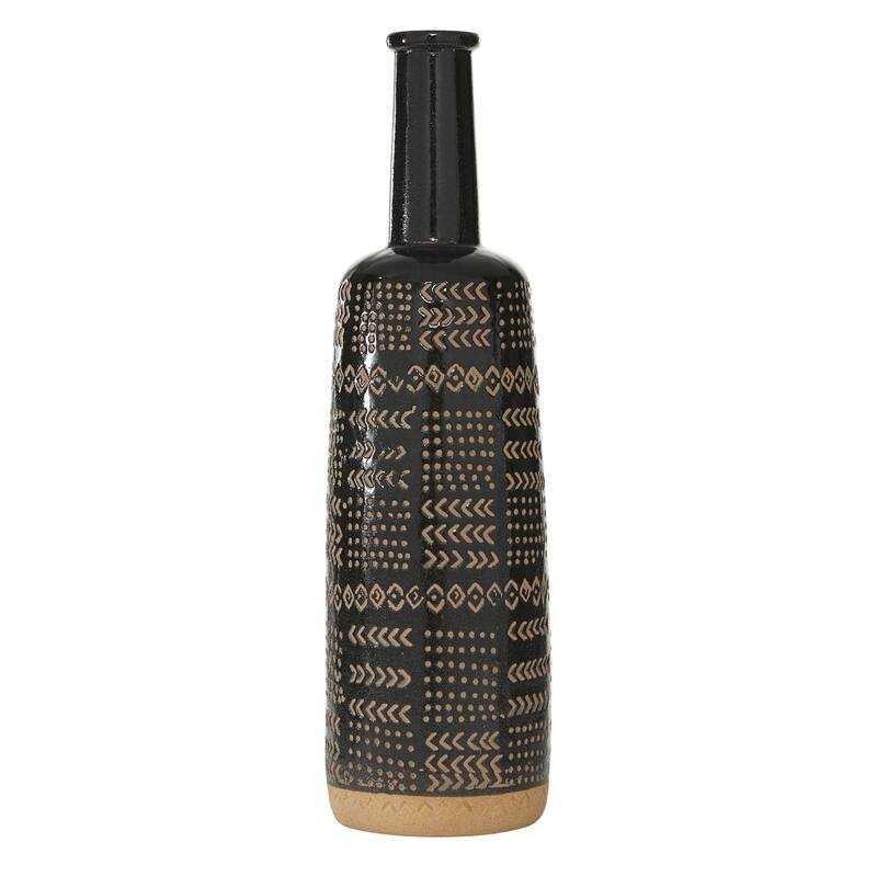Black Porcelain Ceramic Tribal Decorative Vase