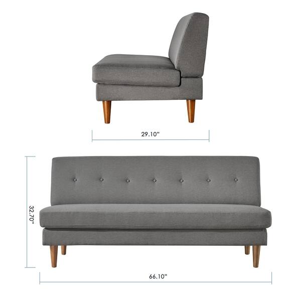 Shop Mette Modern Armless Loveseat Sofa Couch Tufted Linen