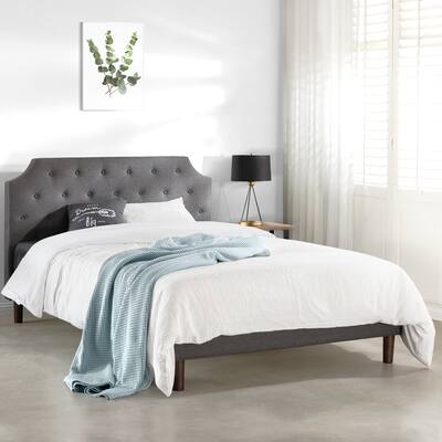 Crown Comfort Dark Grey Modern Upholstered Tufted Platform Bed