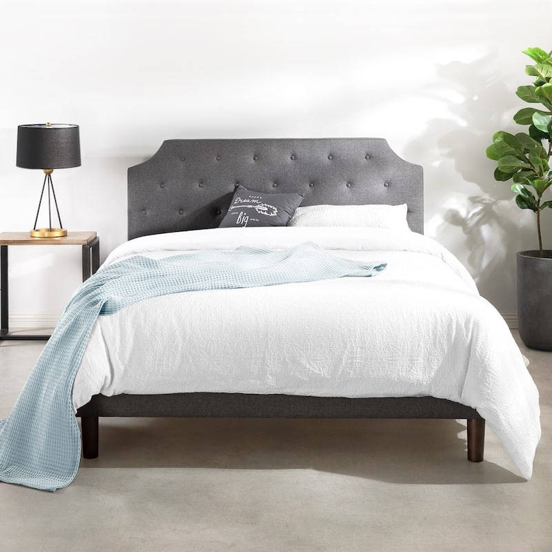 Crown Comfort Dark Grey Modern Upholstered Tufted Platform Bed