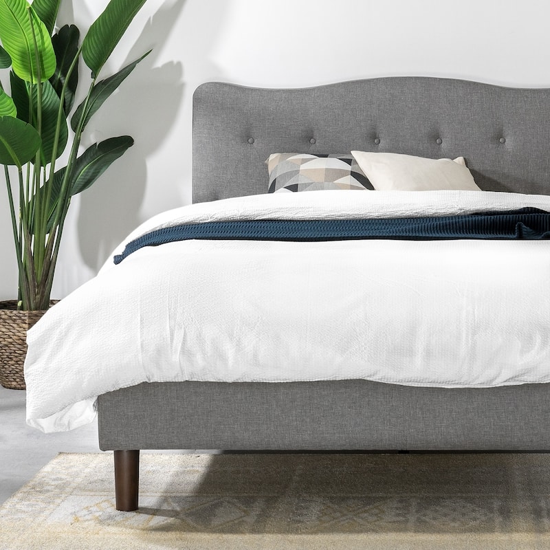 JANNE Classic Grey Upholstered Platform Bed