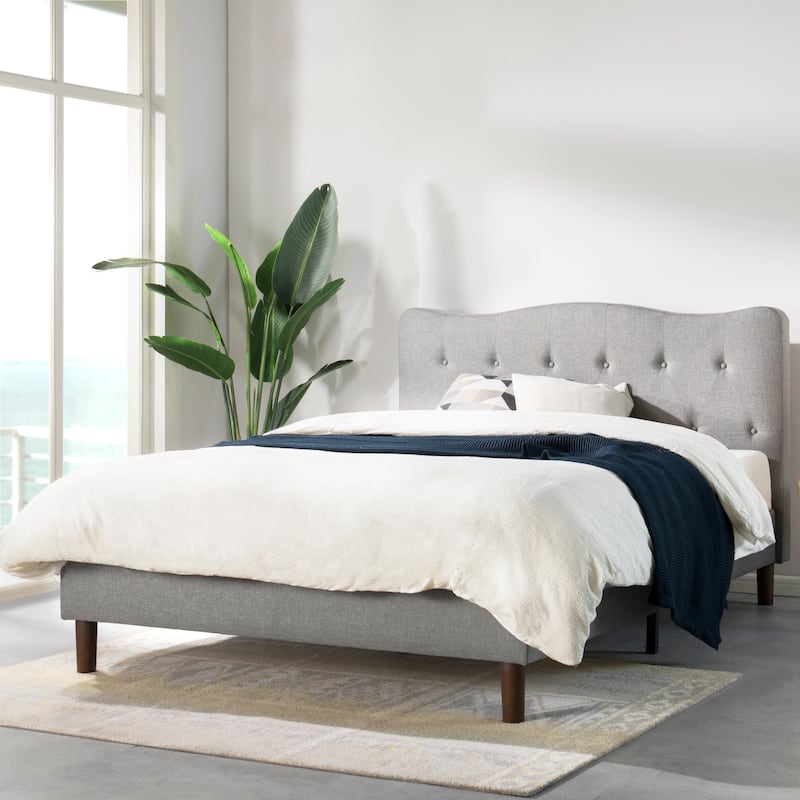 JANNE Classic Grey Upholstered Platform Bed