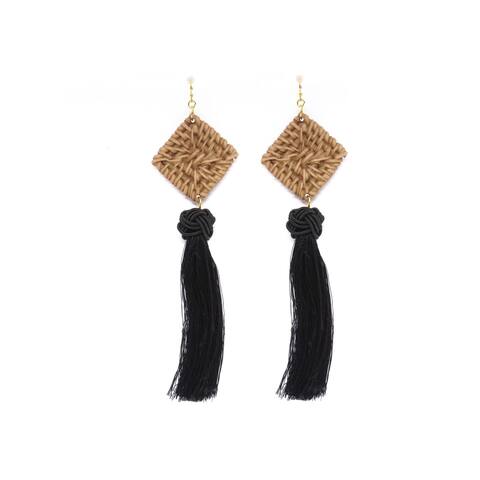 Black Geometric Thread Tassel Fashion Earrings for Woman Online