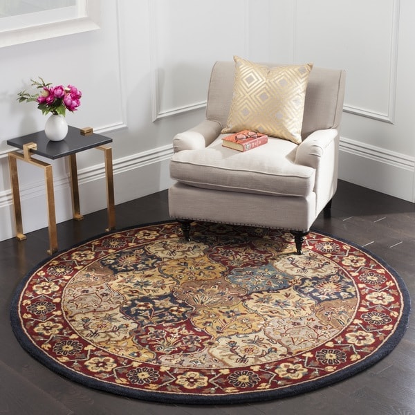 Safavieh Handmade Heritage Traditional Bakhtiari Multi/ Navy Wool Rug (8' Round)