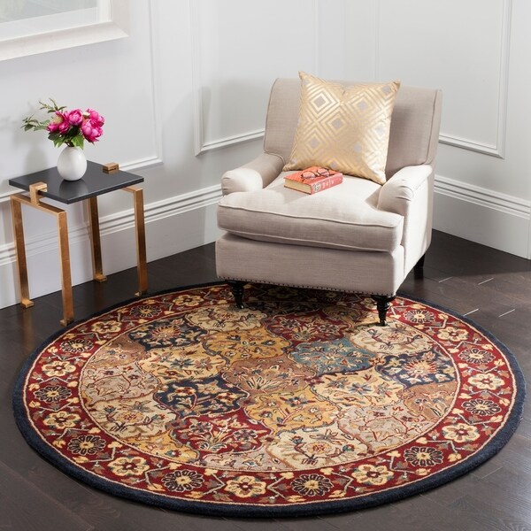 Safavieh Handmade Heritage Traditional Bakhtiari Multi/ Navy Wool Rug - 8' x 8' Round