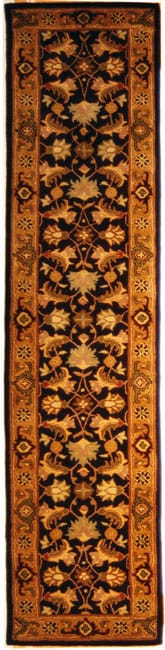 Handmade Heritage Kashan Dark Green/ Gold Wool Runner (23 X 10)