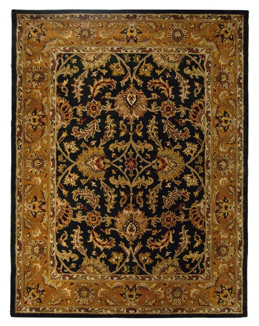 Handmade Heritage Kashan Dark Green/ Gold Wool Rug (96 X 136)