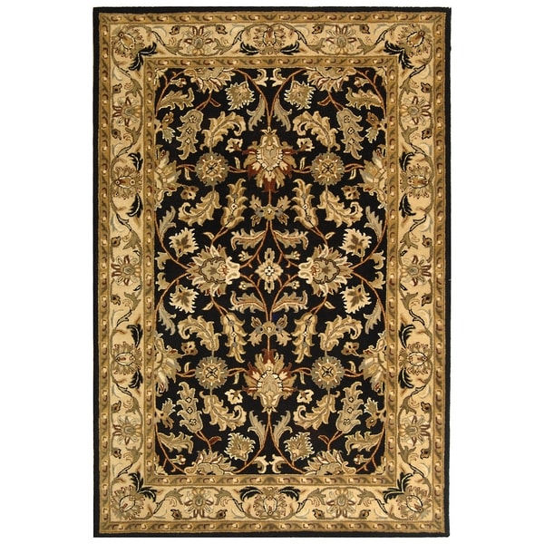 Safavieh Handmade Heritage Traditional Kashan Black/ Beige Wool Rug - 8'3 x 11'