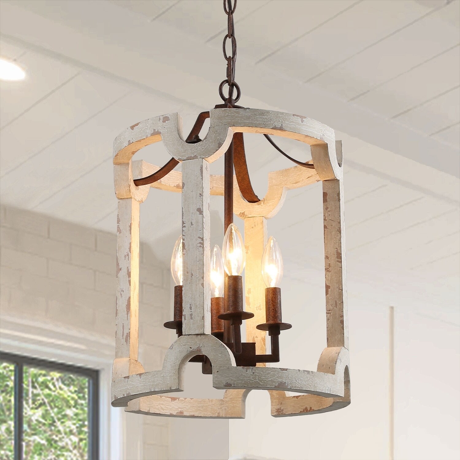 Mini Chandelier with 4-lights Cylinder Farmhouse Pendant Lighting - Chandeliers For Bedrooms by Overstock.com