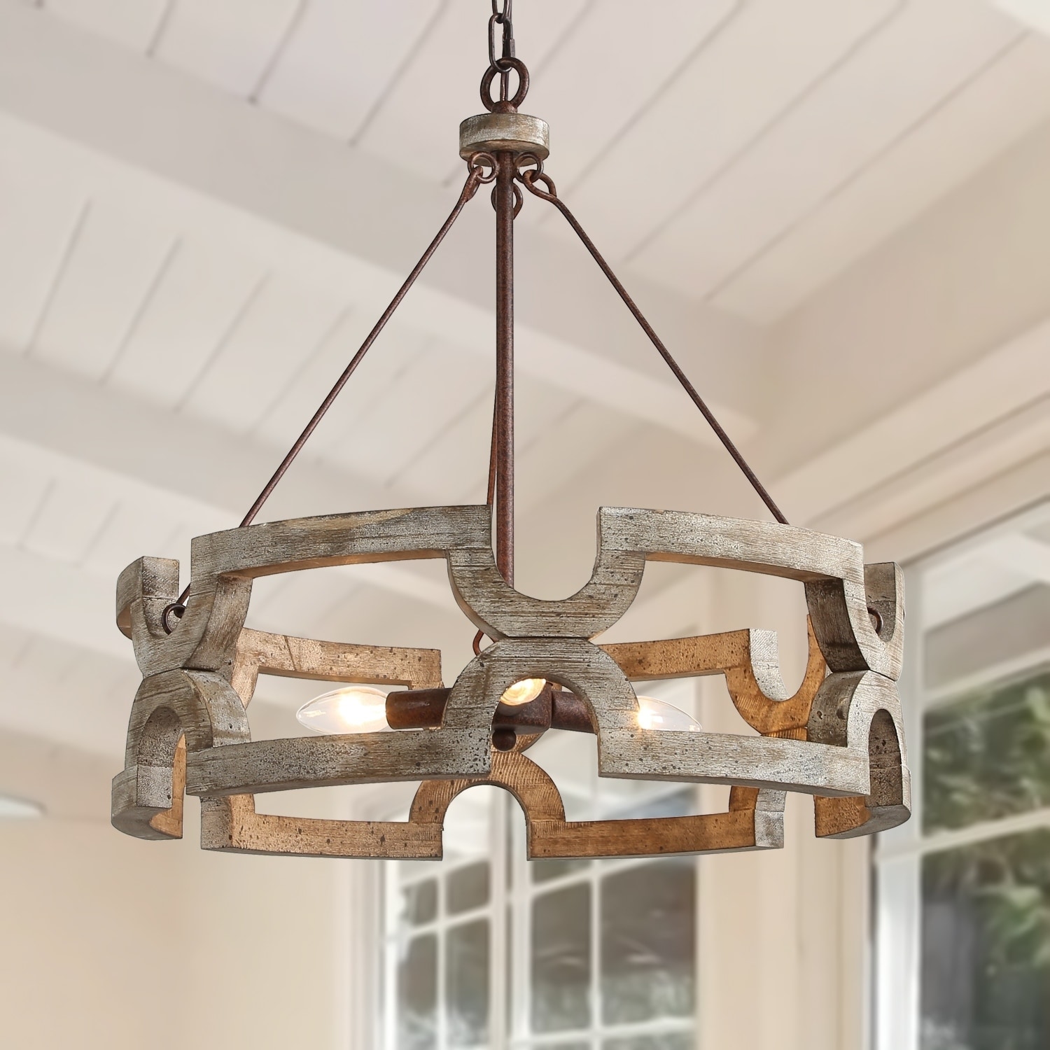 3-ligths Chandelier with Drum Farmhouse Pendant for Kitchen Island - W19.5" x H21" (W19.5" x H21") - Chandeliers For Bedrooms by Overstock.com
