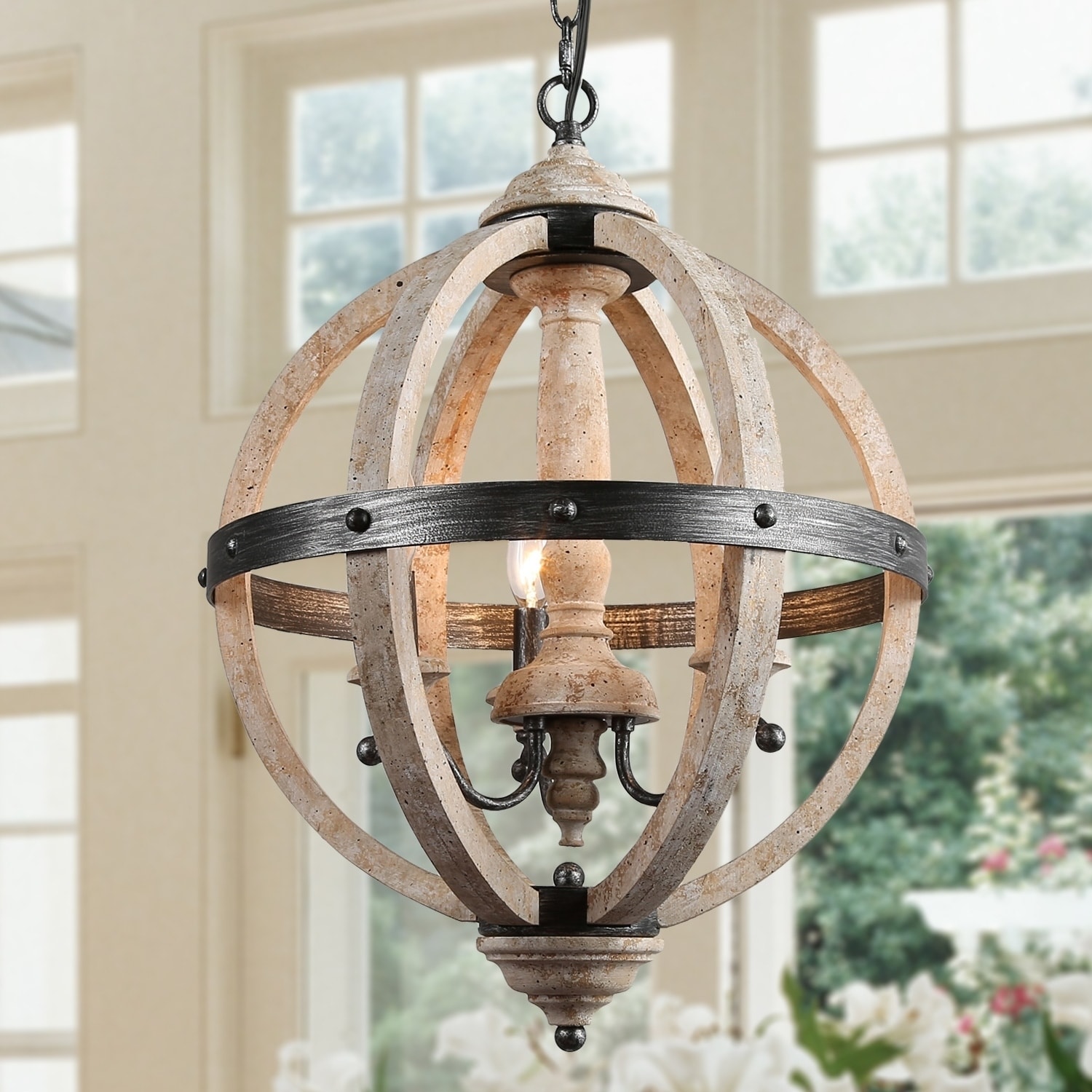 Farmhouse Chandelier Light with 3-lights Pendant Lighting for Dining Room - W15.7" x H21.5" (Indoor) - Chandeliers For Bedrooms by Overstock.com