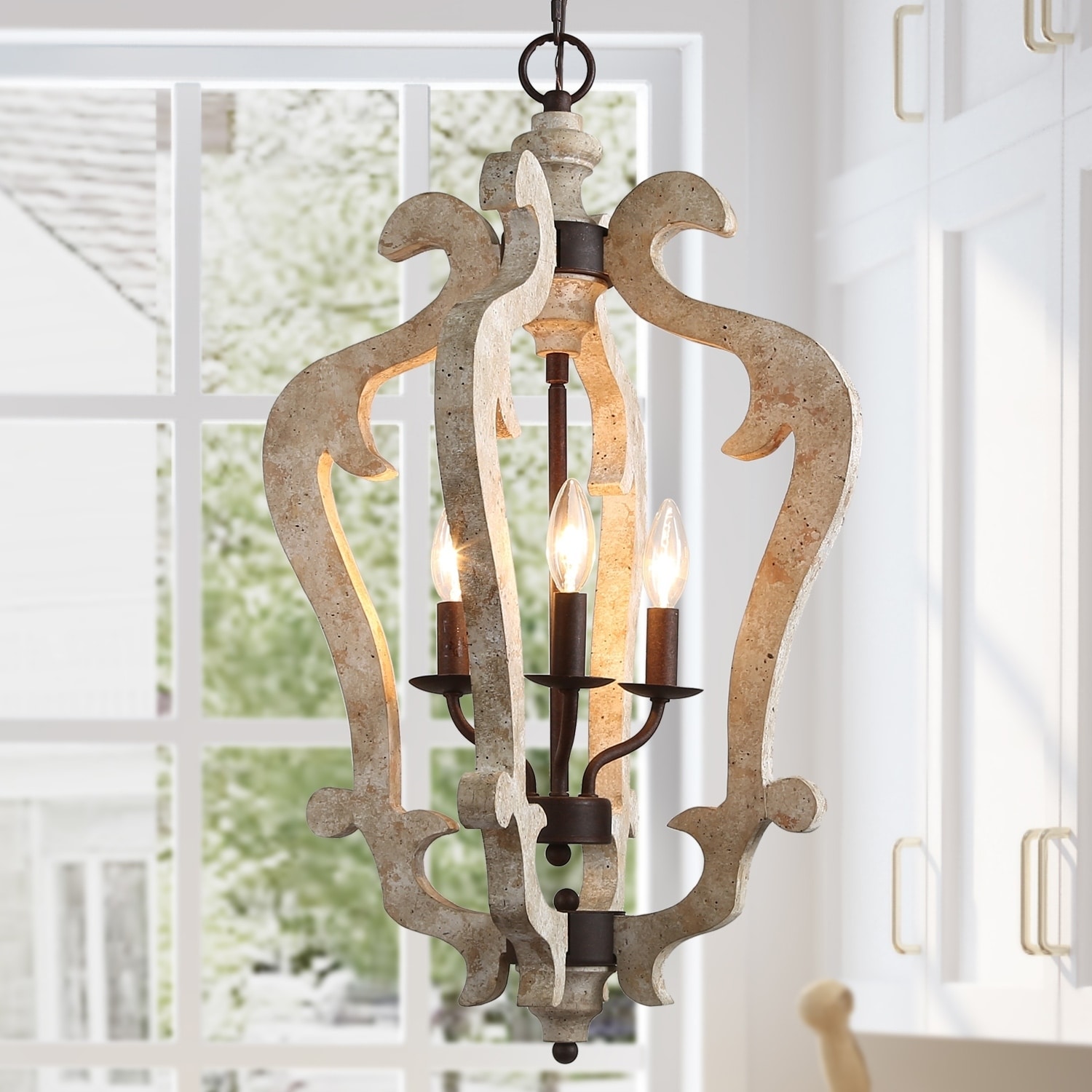 Farmhouse Chandelier 4-lights Pendant Lighting for Dining Room,Patio - W16.5" x H29" (Indoor) - Chandeliers For Bedrooms by Overstock.com
