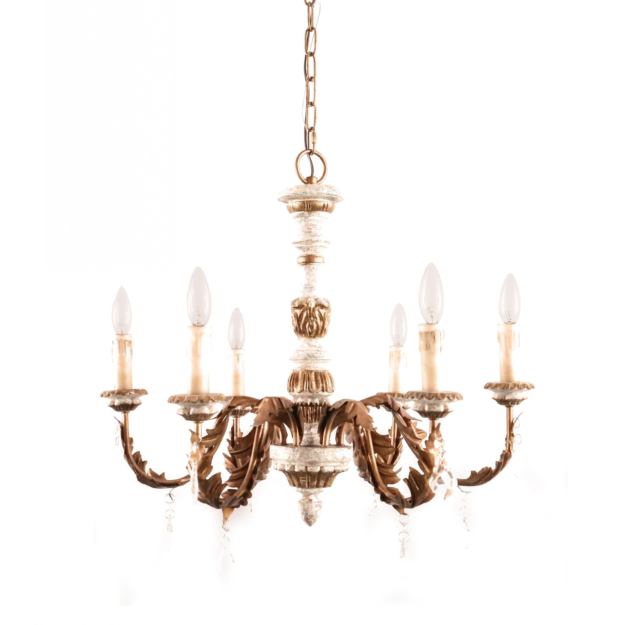 European Royal 6-Light Candle Wooden Chandelier, French Country Brass Iron and Gray Wood Chandelier for Indoor Decoration - Chandeliers For Bedrooms by Overstock.com