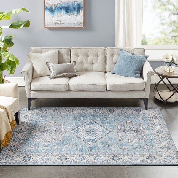 Madison Park Charlotte Blue/Grey Printed Imagine Area Rug