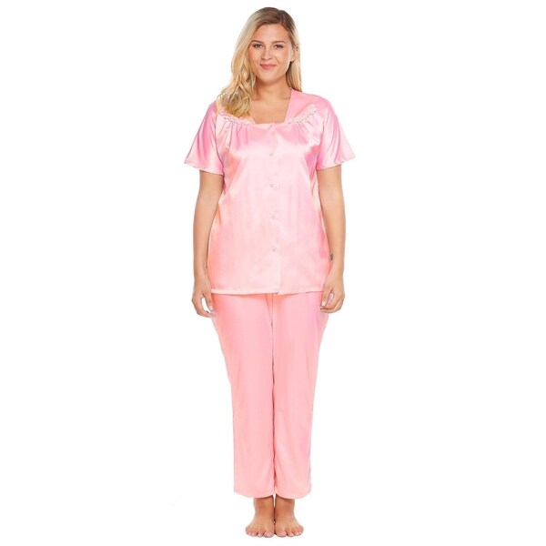 satin pajama short set plus size