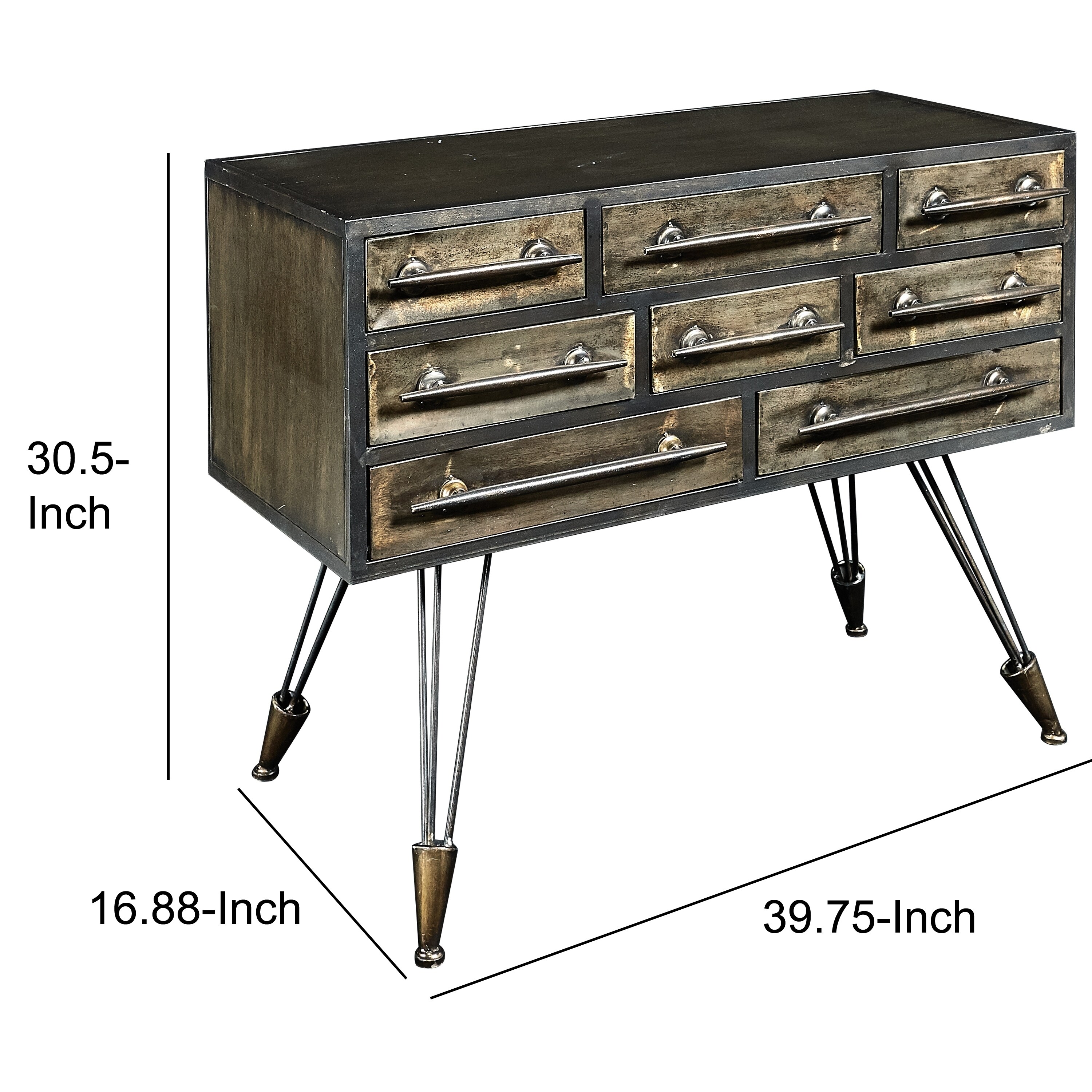 Shop 8 Drawers Metal Console Table With Hairpin Legs Brass And