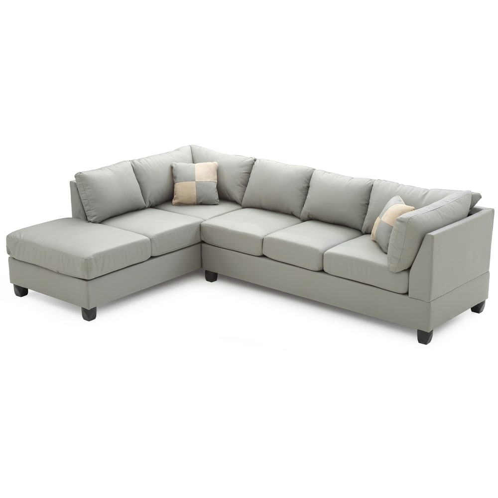 LYKE Home Braxton Gray Faux Leather Sectional