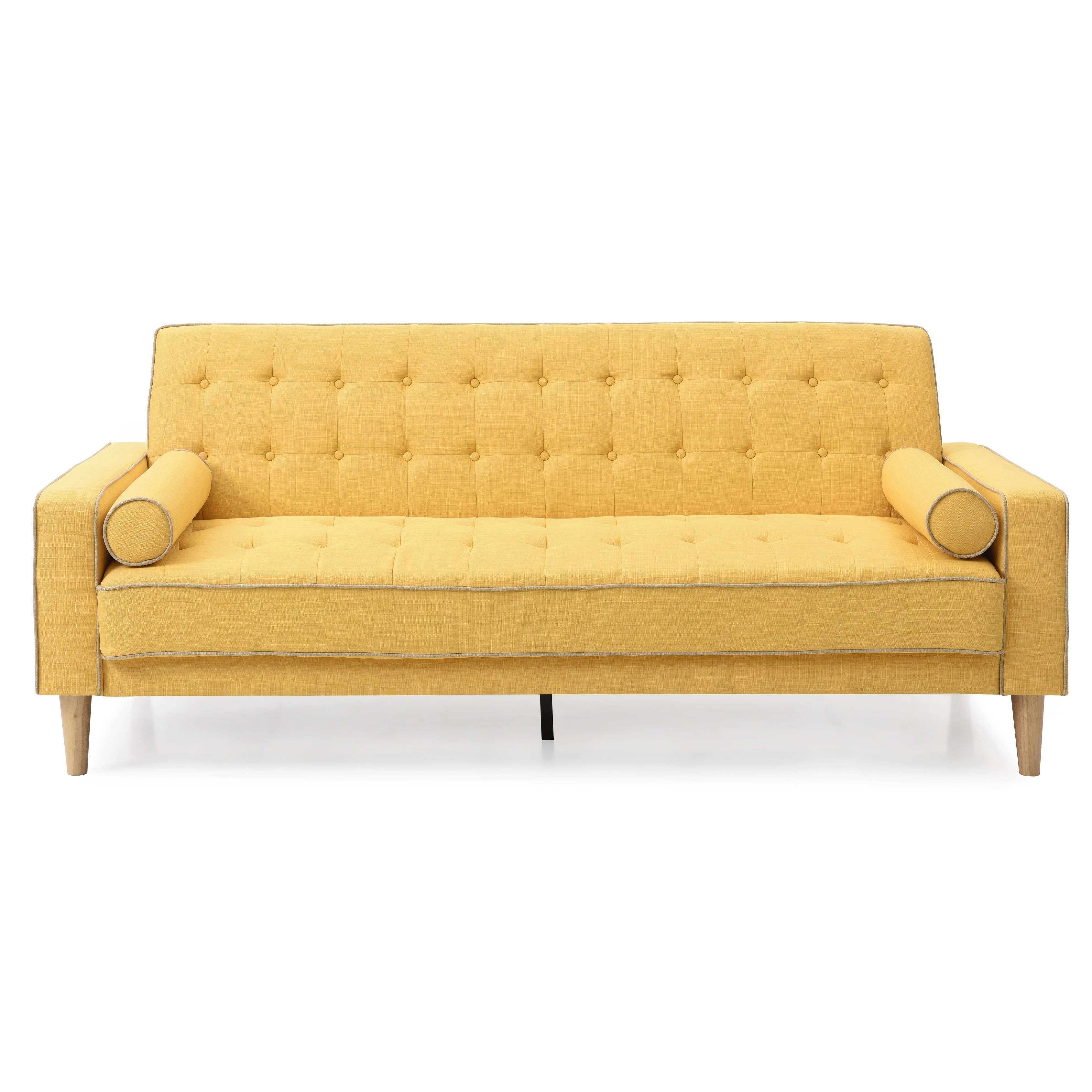 LYKE Home Contrast Stitching Yellow Sleeper Sofa