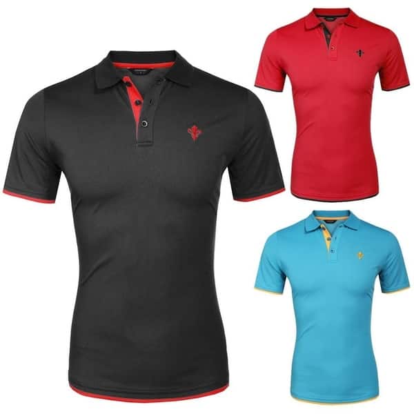 COOFANDY Mens Short Sleeve Polo Shirts Slim Fit Casual Contrast T Shirt