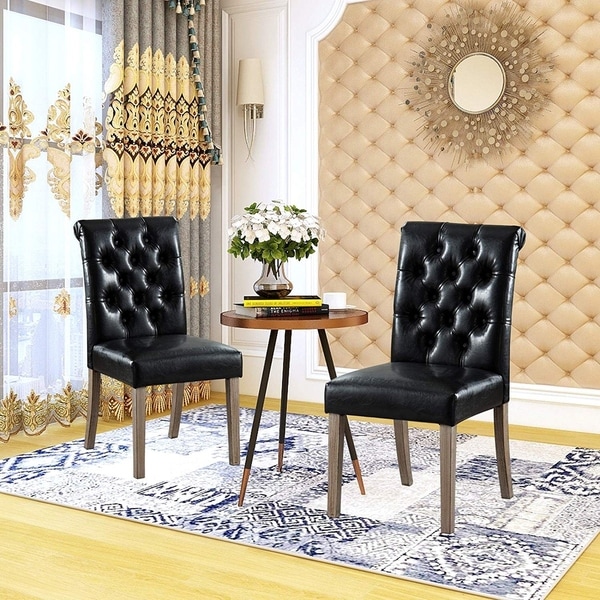 Black tufted dining chairs hot sale