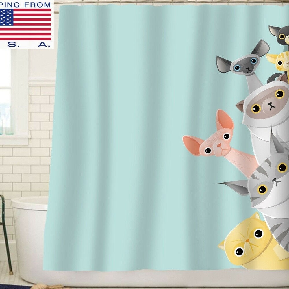 Shop Polyester Shower Curtain With Hooks Peekaboo Cats 72 X 72