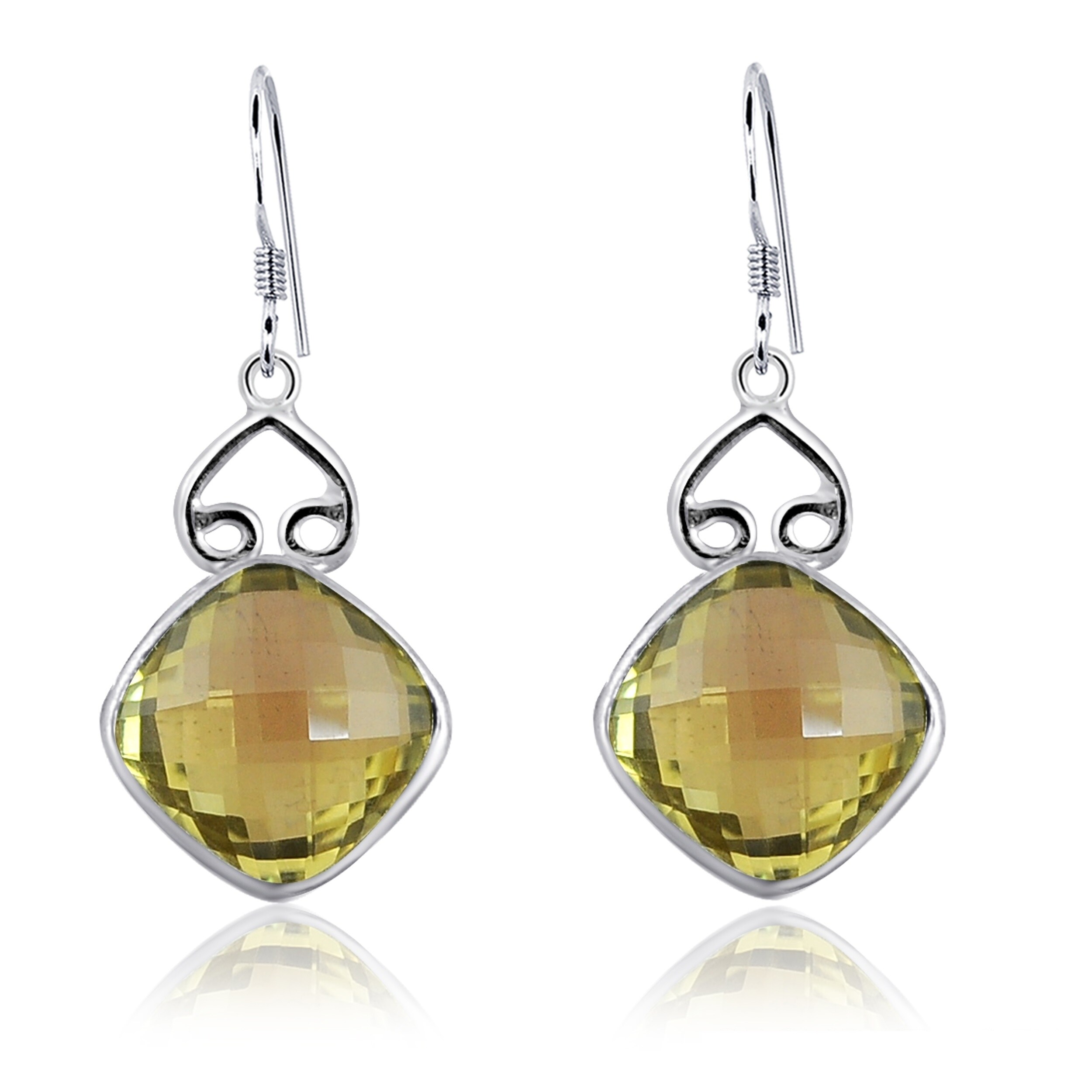 925 Sterling Silver Lemon Quartz Dangle Post Earrings