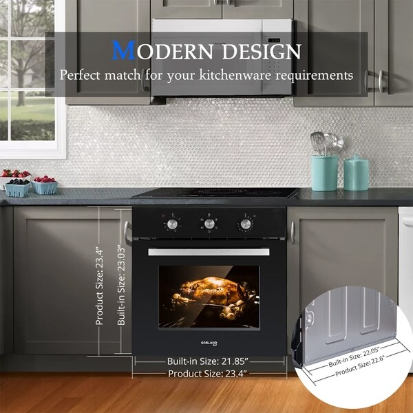 9 Cooking Function 3 Layer Glass Wall Oven ETL Safety Certified /& Easy To Clean Gasland chef ES609DS 24 Built-in Single Wall Oven Stainless Steel Electric Wall Oven With Cooling Down Fan