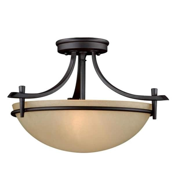 Somerville 15 In W Bronze Mission Bowl Semi Flush Mount Ceiling Light Cream Glass 15 In W X 9 25 In H X 15 In D