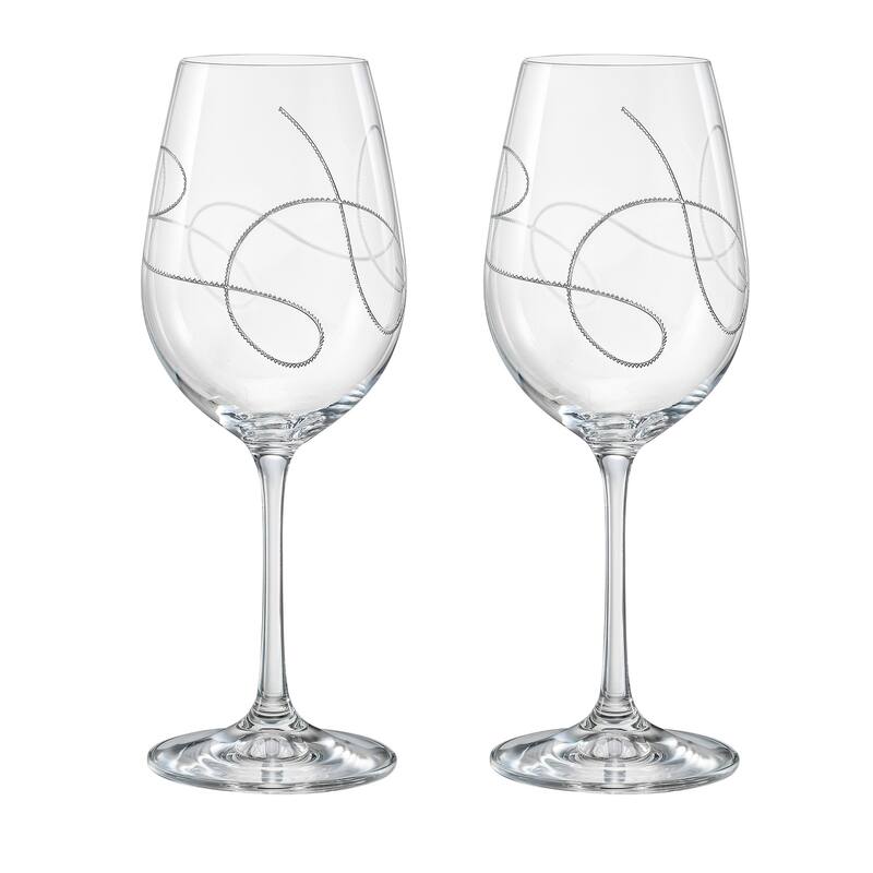 Majestic Gifts Inc. Set/2 Wine Glasses w/ Gold String Design-12 oz.- Made in Europe