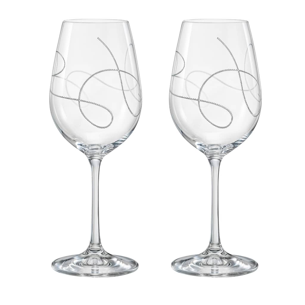 Majestic Gifts Inc. Set/2 Wine Glasses w/ Gold String Design-12 oz.- Made in Europe