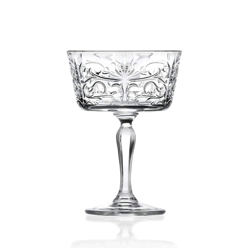 Majestic Gifts Inc. Crystal Champagne Goblet Set/6 w/ Textured Design- 9oz. -Made in Europe