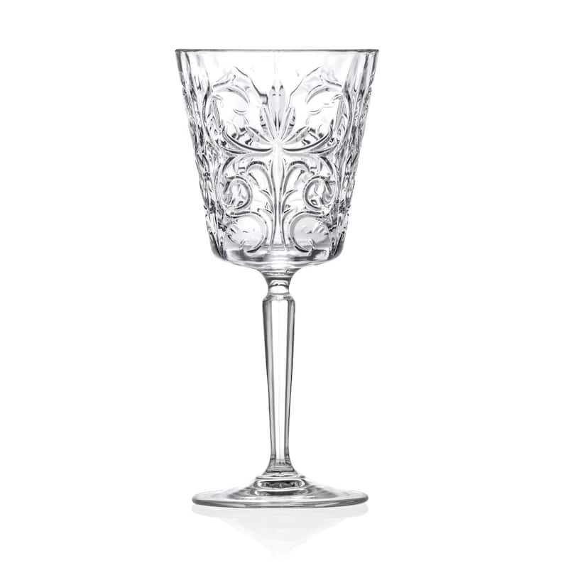 Majestic Gifts Inc. Crystal Wine/ Water Goblets Set/6 w/ Textured Design- 11oz. -Made in Europe