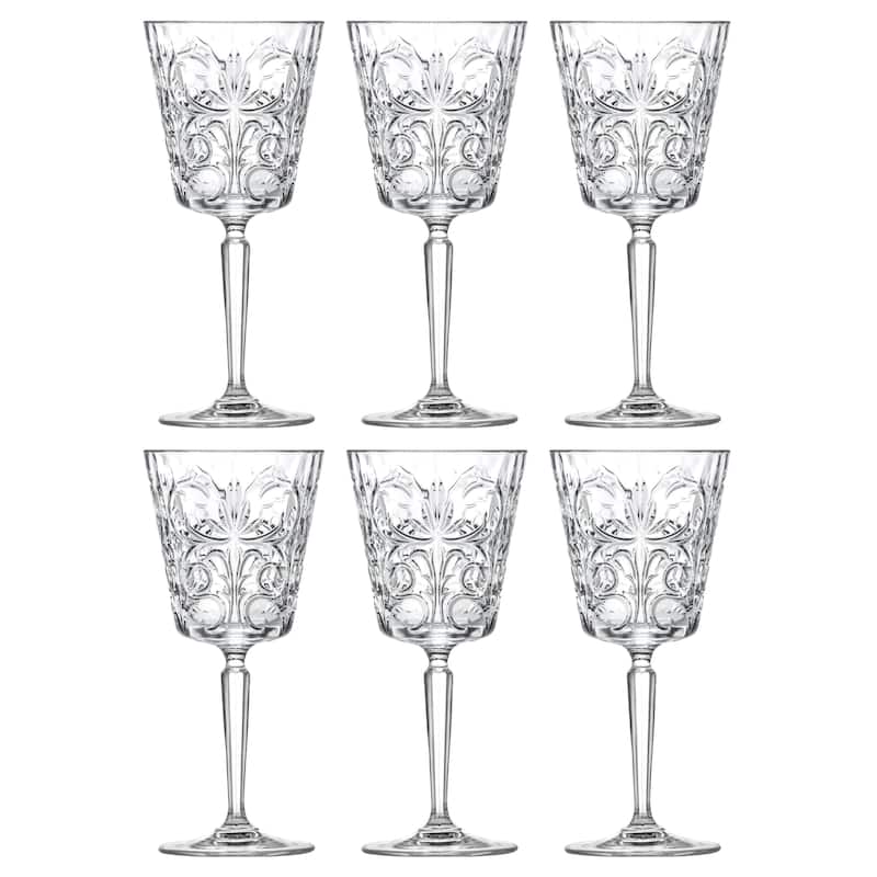Majestic Gifts Inc. Crystal Wine/ Water Goblets Set/6 w/ Textured Design- 11oz. -Made in Europe