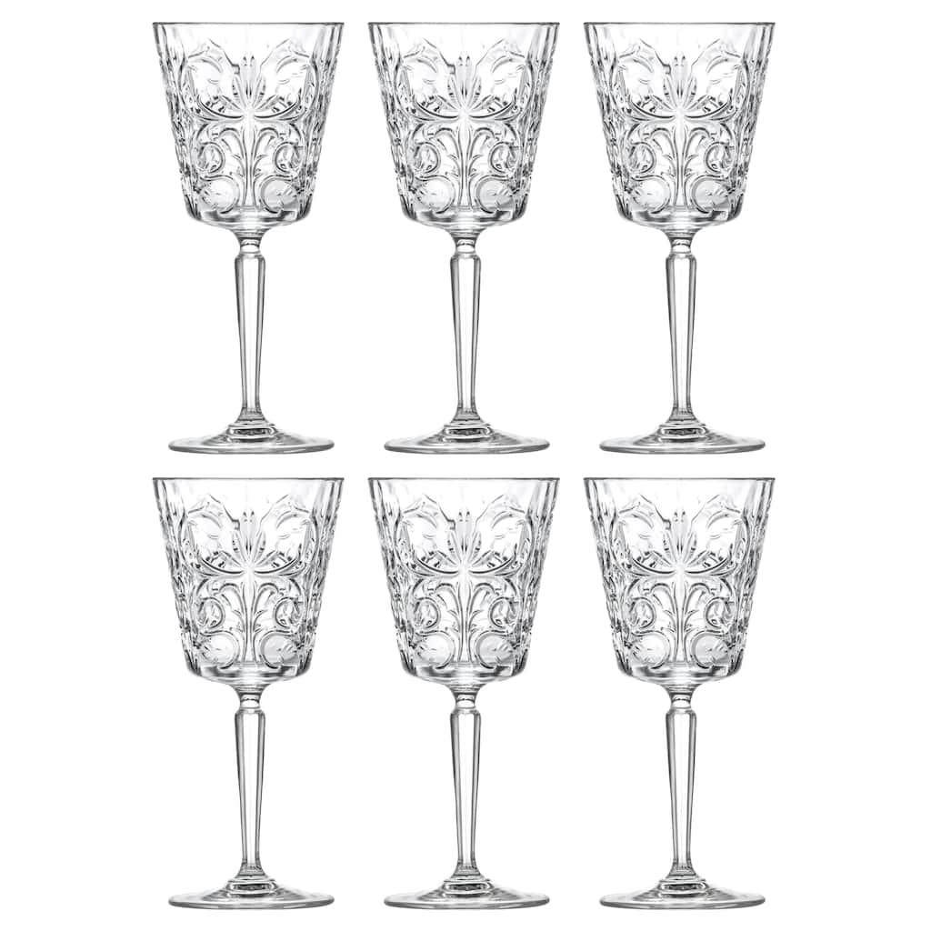 Majestic Gifts Inc. Crystal Wine/ Water Goblets Set/6 w/ Textured Design- 11oz. -Made in Europe