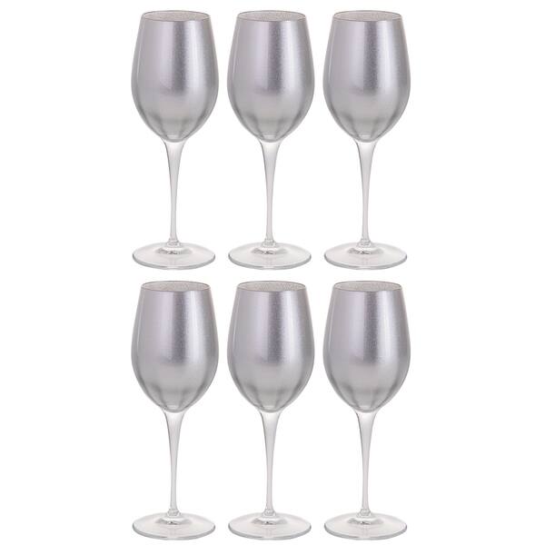 Shop Majestic Gifts Inc Glass Wine Water Goblet Set 6 Silver Glass W Clear Stem 14 Oz Made In Europe On Sale Overstock 29197167