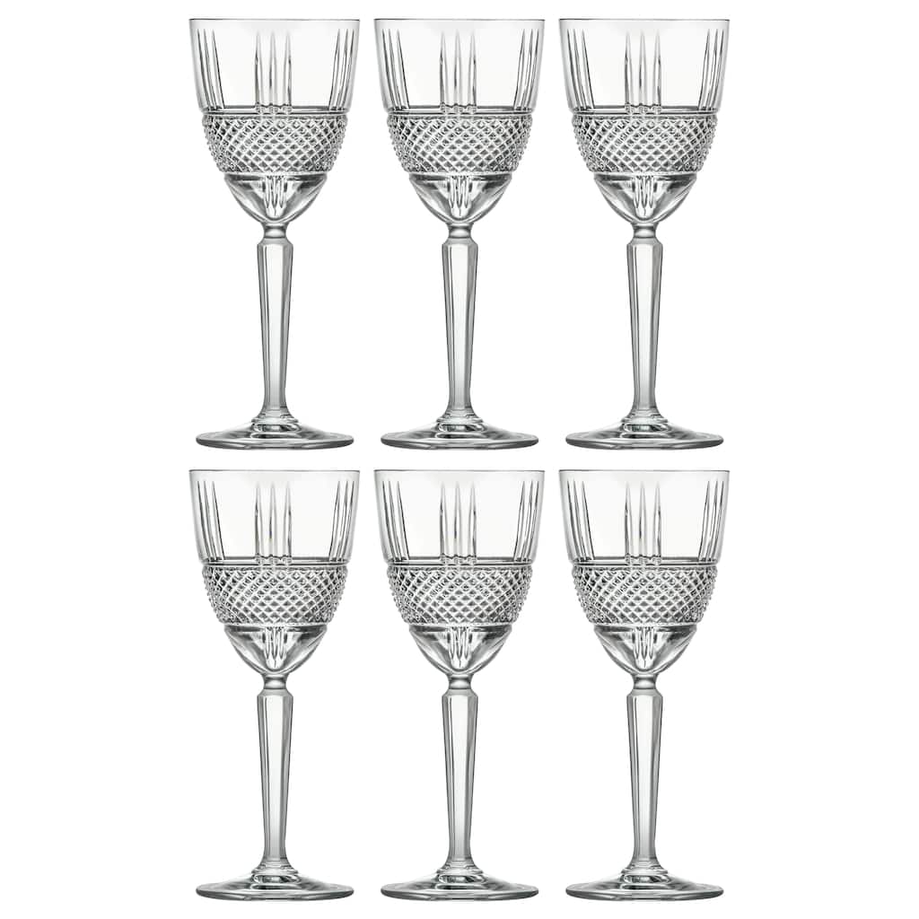 Majestic Gifts Inc. Set/6 Crystal Designed Wine Goblet - 8 oz.-Made in Europe