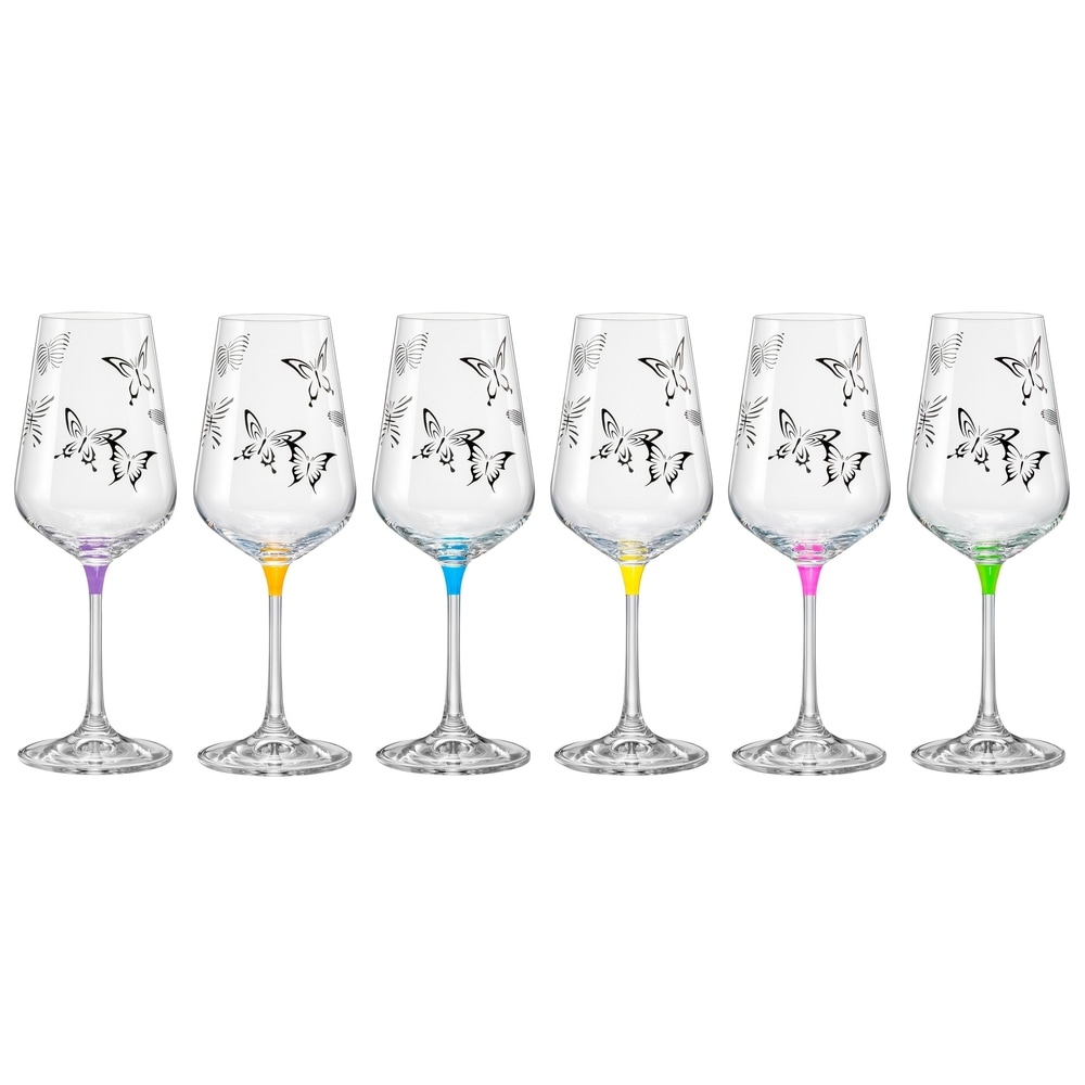 Cobalt Blue Rim 15 oz Balloon Wine Glasses 6 pcs