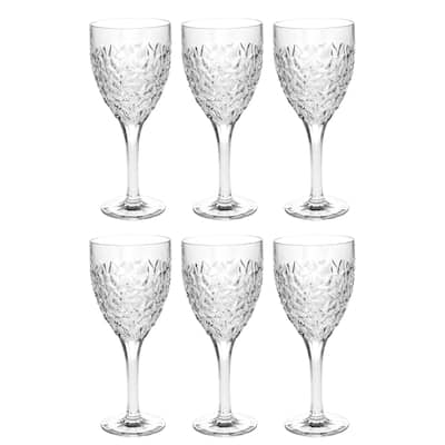 Majestic Gifts Inc. Crystal Wine Goblet Set/6 w/ Frosted Design-Made in Europe