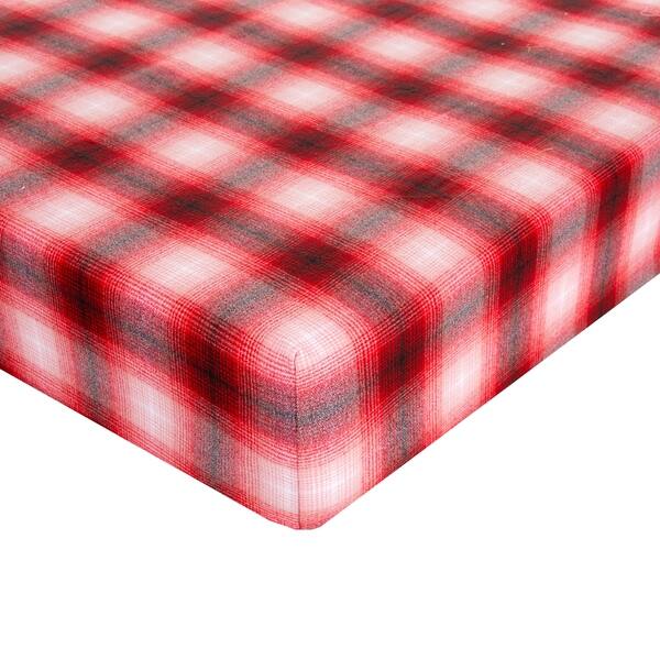 slide 2 of 4, Flannel Check - Red Fitted Sheet - N/A