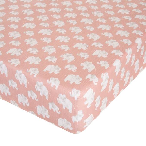 slide 2 of 4, Elephant Herd - Blush Fitted Sheet - N/A