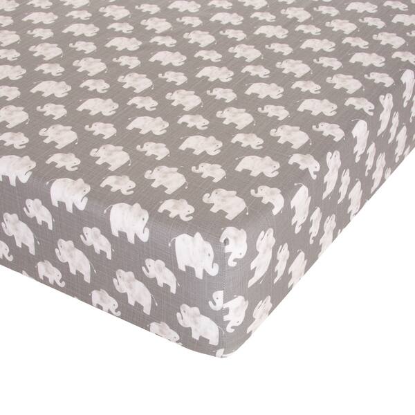 slide 2 of 4, Elephant Herd - Stone Fitted Sheet - N/A