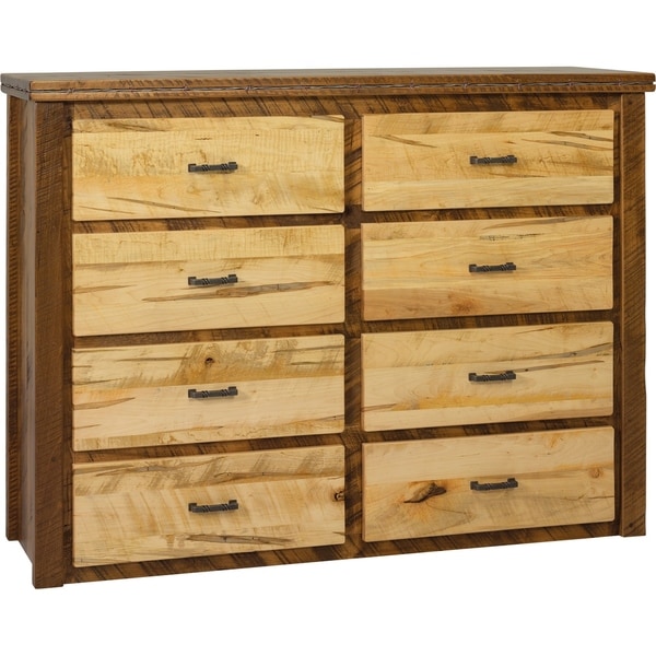 Western Twist 8 Drawer Dresser in Wormy Maple