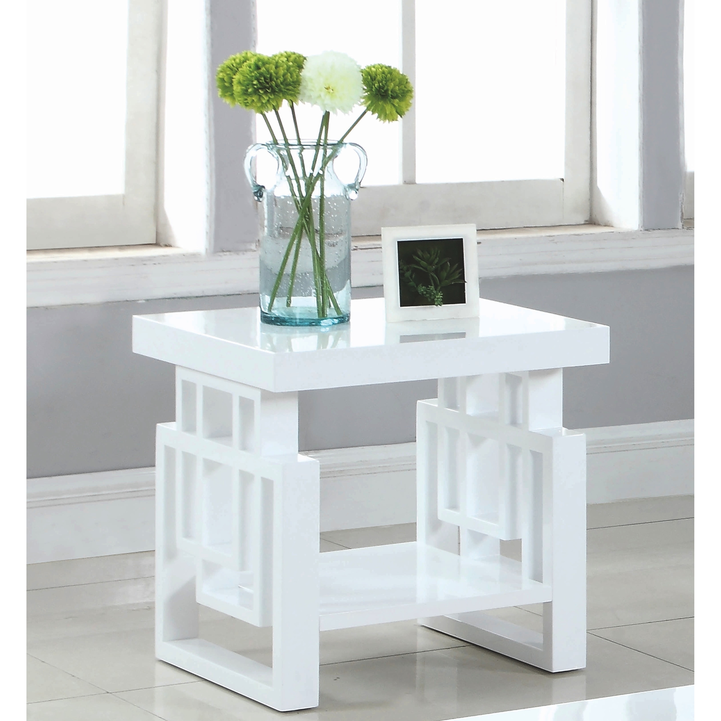 Modern Artistic Design High Glossy White Accent Table   Overstock 